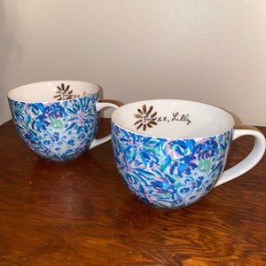 Lilly Pulitzer || Ceramic Mugs blue and white 2 set